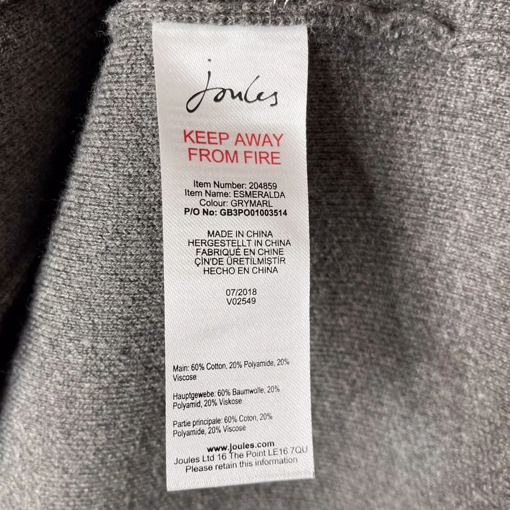 Joules Knitwear Esmeralda Gray Marl Knee Length Cardigan Size 8 - Picture 4 of 5